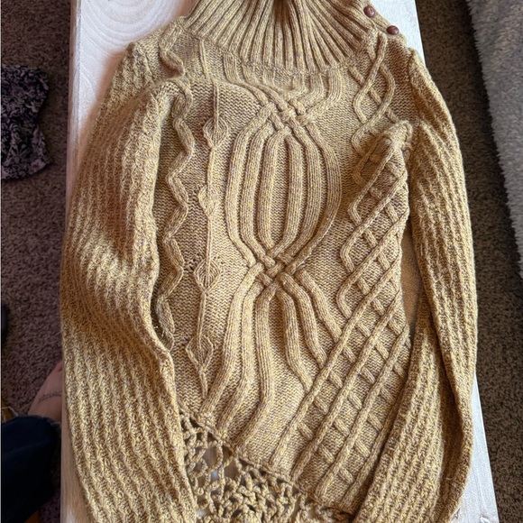 Anthropologie Moth cable knit crochet turtle neck sweater size medium - Picture 3 of 7